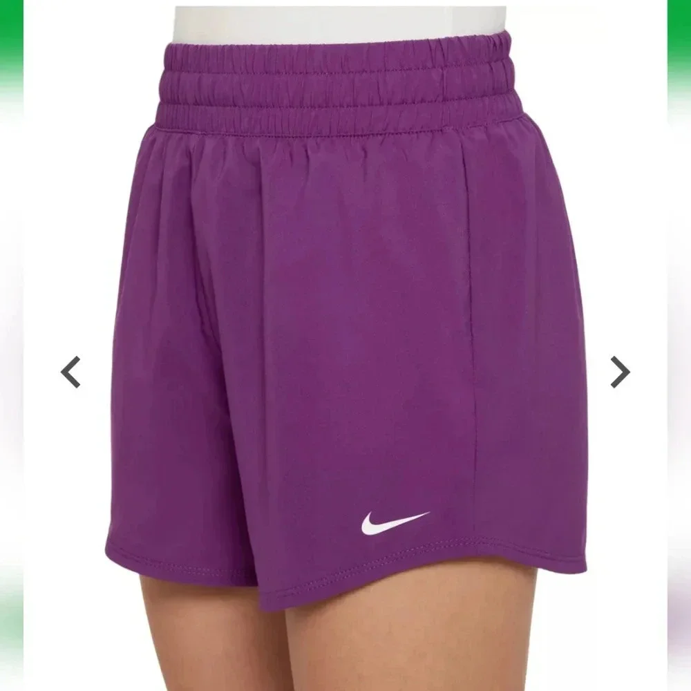NWT Nike Girls Shorts Dri Fit Loose Fit High Waisted Training Purple Size XS